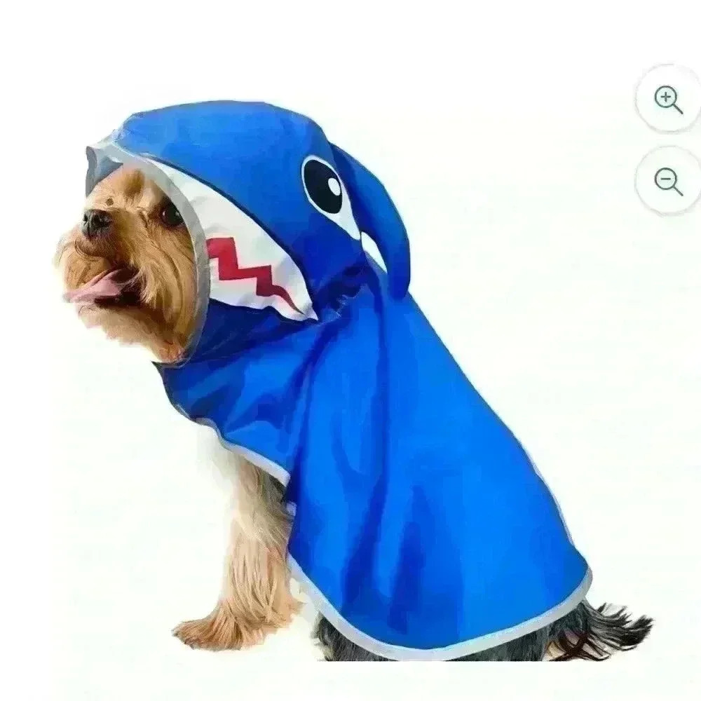 ❤️ BNWT Fetchwear Dog/Cat Shark  Raincoat/Halloween Costume, Size S Blue